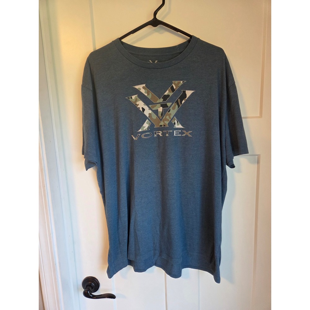 Vortex Optics Mens 2XL Blue Heather Camo Logo Graphic T-Shirt Short Sleeve Tee